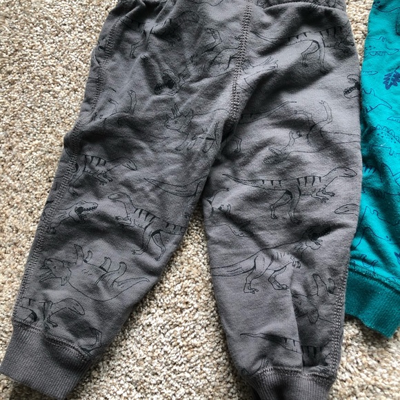 EUC- Carters 2 Pairs of Dinosaur Pants; Dark Grey & Aqua Blue- size 12 months - Picture 7 of 12